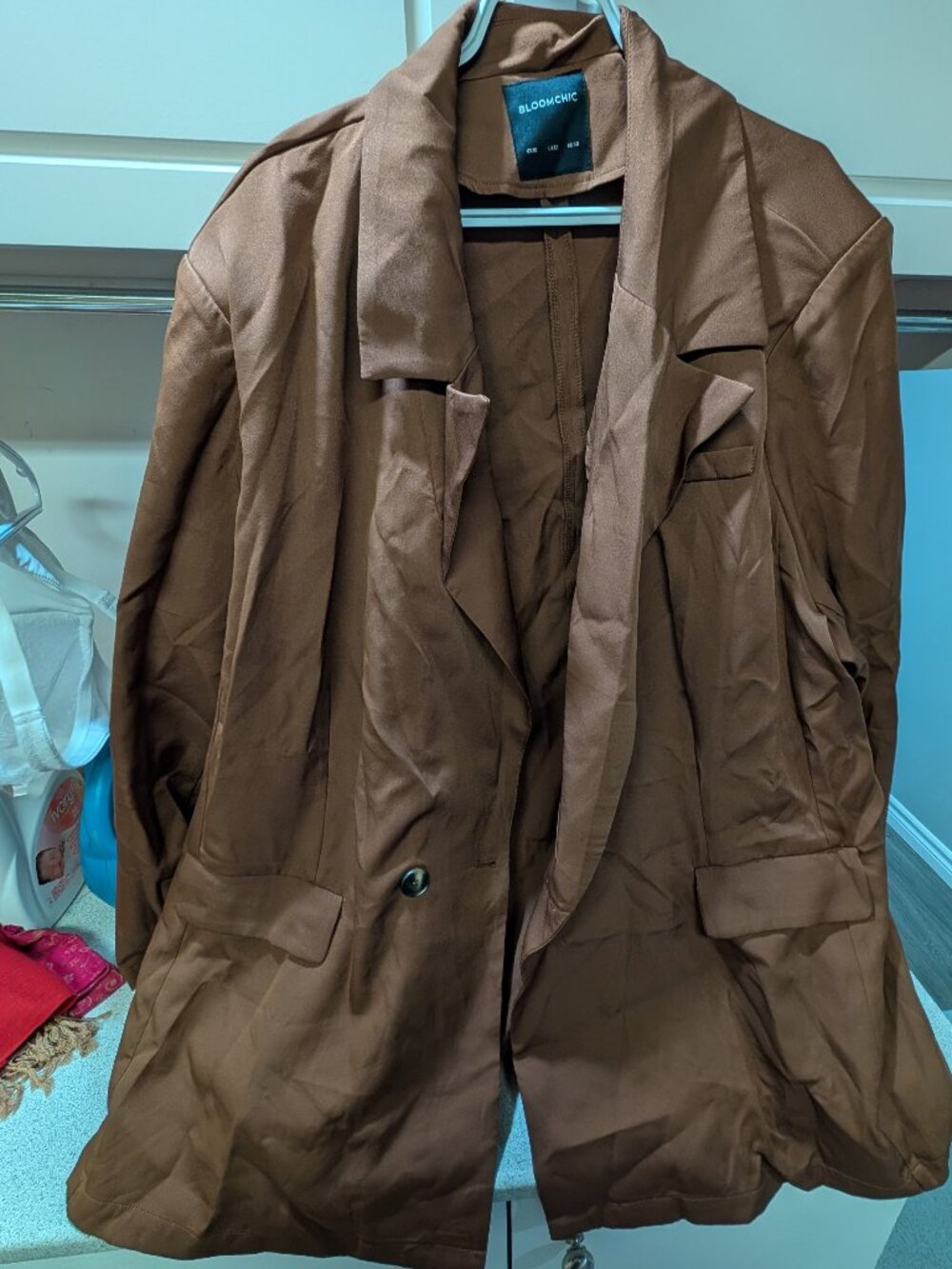 Brown double breasted blazer - plus size, size 28